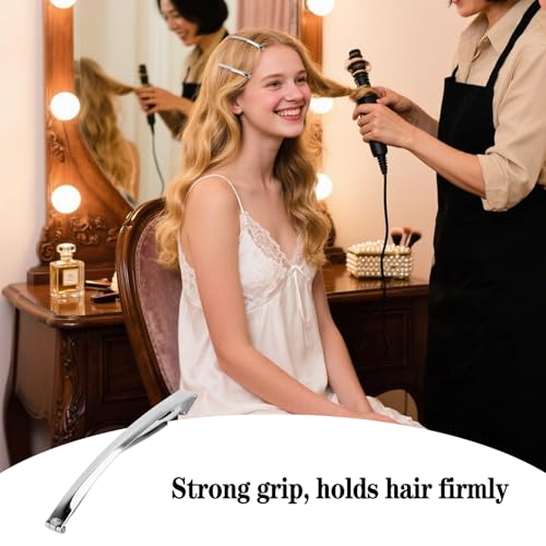 10 Stück Silber Haarspangen Damen,Haarspange Flach,Französische Frauen Hair Clips For Women,French Haarklammern Klein,Metallische Haarspange,Speziell Mit Feinem Haar,Elegantes Diy Frisur Zubehör