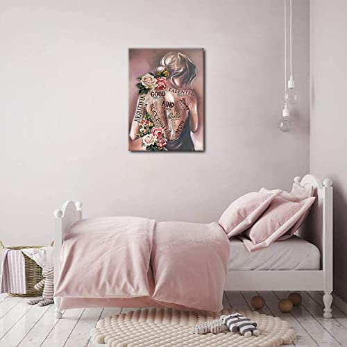 Akwish Framed Inspirational Canvas Wall Art,I'm Strong Enough,Positive Quotes Wall Decor Hippie Boho Wall Decor Women Motivational Picture Encouragement Gift For Women Bedroom Home Office 12" X 16" #TOP5