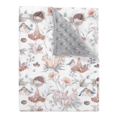 Image of Baby Blankets for Girls Super Soft Minky Toddler Blanket 30x40 Inches, Double Layer, Dotted Backing, Floral Baby Crib Blanket for Nursery, Baby Car Seat, Pet, Mushroom
