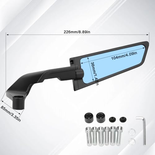 LKV Motorcycle Mirrors - Universal 10MM 8MM Stealth Mirror Anti-glare Adjustable Wind Wing Side Mirror for Yamaha MT07 MT09 Kawasaki Z400 Z650 Z900 Z1000 Duke 390 790 1290