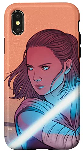 Coque iPhone X XS Star Wars Rey évite les rayures avec l'illustration du sabre laser