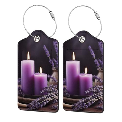 Étiquette de bagage violette lavande en cuir PU avec boucle en acier