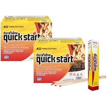 Duraflame Quick Start Firelighters 80 Pack + Long Strike Matches Fast, Clean-Burning Fire Starters for Fireplaces & Campfires 2 Pack + Matches