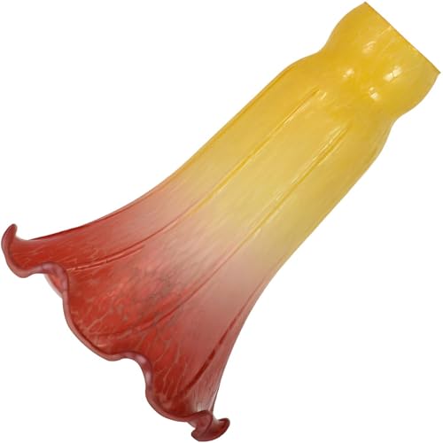 Bieye LS16 Lily Flower Blown Glass Lampshade (Yellow Light Red, Opening I.D. 1.26" x O.D. 1.5")