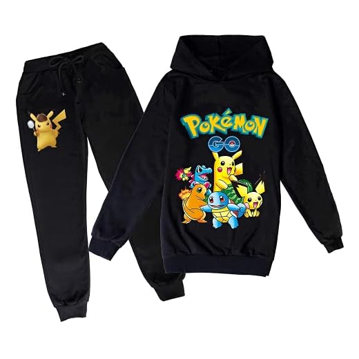 Proxiceen Pokemon, tryckt huvtröja tröja och byxor. Pikachu, flickor, pojkar, hoodie set, sweatshirt och byxor, 2 uppsättningar, tröja, storlek 100 - 160