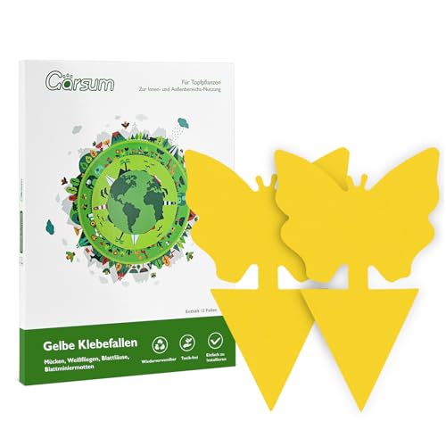 Garsum Fruit Fly Trap Yellow Sticky Traps,18 pcs Fungus Gnat Killer for Indoor and Outdoor Plant Insect Catcher for White Flies,Mosquitos,Fungus Gnats