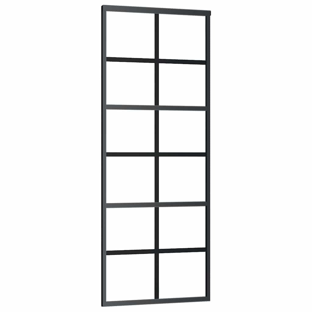 Genérico Puerta corredera ESG Vidrio y Aluminio Negra 76x205 cm,Bricolaje,Materiales de construcción,Puertas-151017