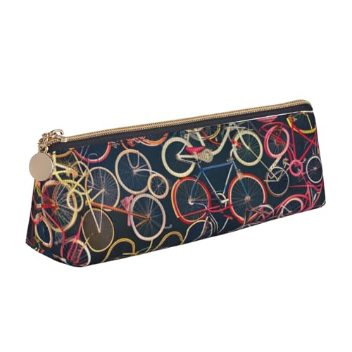 JKLQWC Trousse à crayons triangulaire avec fermeture éclair - Organiseur léger en cuir pour l'école, le bureau, les voyages, le maquillage, Vélos Cyclisme, Taille unique, Cartable