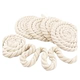 1 Pc 2/5/10M 5-20mm Beige Cotton Rope 3 Strand Twisted Cord for Bag Handle Macrame Wall Hanging Decor Ropes DIY Sewing Craft Supplies(Beige-5mm,2Meters)