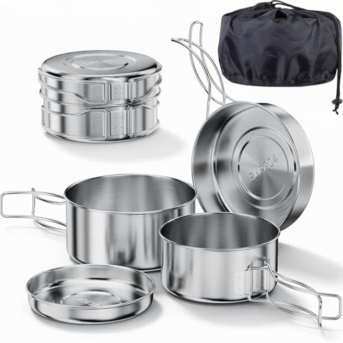 Bestargot Camping Cookware Stainless Steel Pot Set…