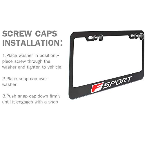 2 Pack F Sport Logo Car License Plate Frame For Lexus,Stainless Steel Auto Plate Frames Frames To Protect Plates,With Screw Caps Cover Set Suit,For All Car (F Sport) #TOP5