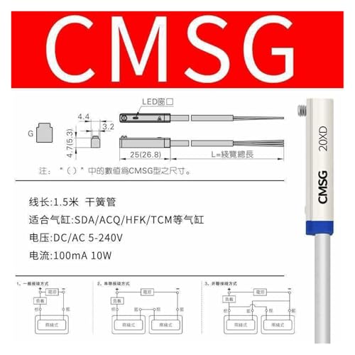 Interruptor magnético de carrera de cilindro CS1-F con cable reforzado de 2m 2