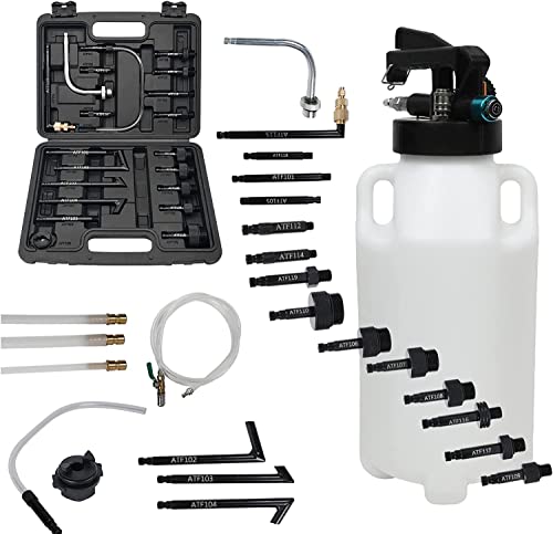 [Adattatori di riempimento ATF completi] - Dotato di 20 adattatori di design con accoppiatore a pressione semplice per funzionare con il sistema del fluido di trasmissione ATF, perfettamente compatibile con VW, BMW, Benz, Chevy, Buick, Lexus, Volvo, Honda e altro ancora. Numero di modello trasparente stampato sul corpo per una facile identificazione.