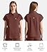 Medical Scrub Tops for Women - Mandarin Collar, Relaxed Fit, 4-Pocket Design, Shirttail Hem, Soft Stretch Scrub Shirts Brown