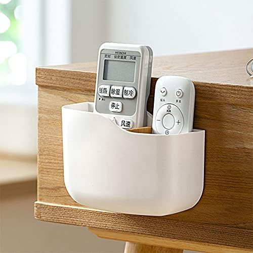 LINFIDITE Adhesive Remote Control Holder 2 Pack Universal Controller Holder Wall Mounted No Drilling with Slot Home Office Desk Nightstand Stationery Supplies Phones Charging,White