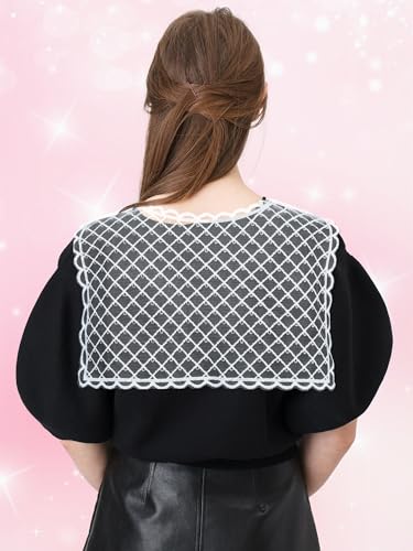 3 Pcs Elegant Lace Shawl and Wraps for Women Floral Lace Shawls and Wraps Removable White Fake Collar for Evening Dresses Wedding Party Guest Bride3