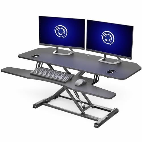 VIVO Black 48 in Corner Standing Desk Converter, DESK-V048KL