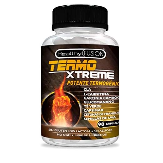 TermoXtreme | Termogénico con acción quemagrasas | Garcinia cambogia + l-carnitina + CLA + glucomanano + té verde | Estimula el metabolismo, reduce el apetito y mejora tus entrenamientos | 90 cápsulas