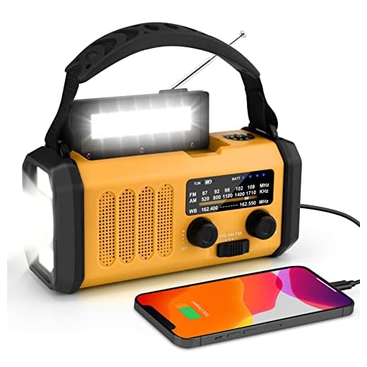 SprGri Weather Radio, 10000mAh Emergency Solar AM/FM/NOAA Radio, Rechargeable, Portable Hand Crank Dynamo Radio, with LED Torch, Reading Lamp, USB Phone Charger, SOS Alarm, for Outdoor Camping Hiking