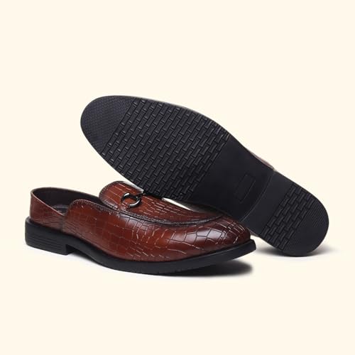 Image of YOHO Lofos Mules for Men | Open Back Cut Comfortable Loafers | Stylish, Flexible Slip-On Formal Shoes with Footpharma Footbed