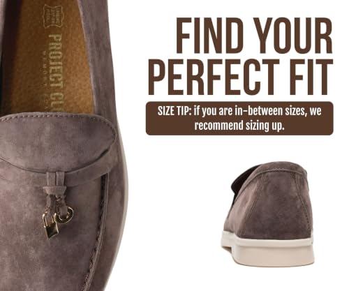 Image of Project Cloud 100% Genuine Leather Slip-on Casual Loafers for Women | Memory Foam Insole Lightweight Womens Loafers - Non-Slip Moccasins Comfortable Casual Footwear - Comfortable Loafers Women