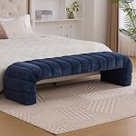 69.7" Ottoman Bench, Teddy Queen Size End of Bed Bench, Navy