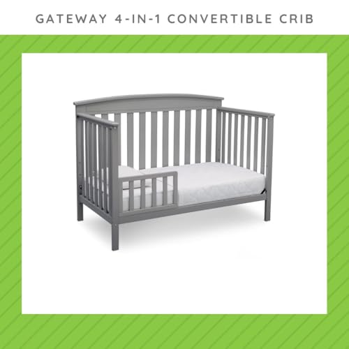 Image of Toddler Bed Safety Guard Rail Compatible with Delta Children Convertible Cribs - Solid Wood Rail for Convertible Crib to Toddler Bed Conversion - Safety Guard Rail for Children (Grey - 026, #0080)