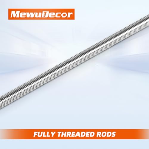 MewuDecor M10-1.5 x 150mm Fully Threaded Rod, Long Threaded Screw, 304 Stainless Steel 18-8, Right Hand Threads, 2 PCS