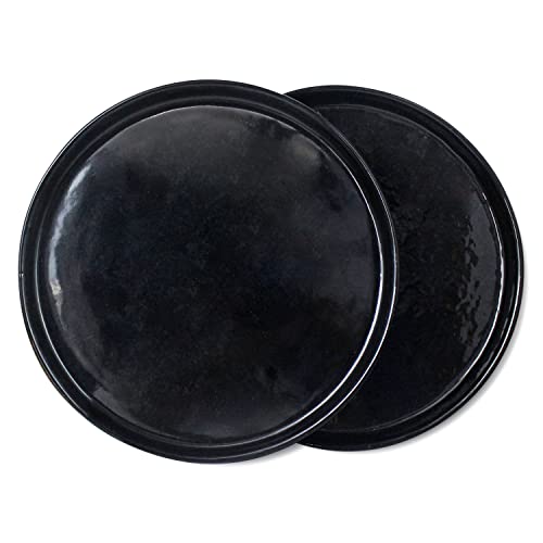 Roro Ceramic Stoneware Glossy Black Lipped Dinner Plates - Modern Handmade Masterpieces, 10.5 Inch Set Of 2 #TOP22