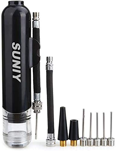 Ball Pump with 5 Needles, 2 Nozzles and 2 Hoses – 6” Air Pump for Inflatables, Basketball, Soccer, Volleyball, Football, Pilates Ball, Sport Ball Handball, Yoga Ball - Dual Action for Faster Inflation