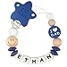 Personalized Pacifier Clip with Name for Baby Boys Girls Customized Paci Leash Binky Chain Holder(Navy Blue)