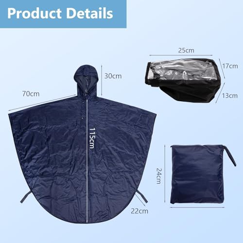 Wheelchair Rain Poncho with Joystick Cover - Full Body Weatherproof Rain Cape with Adjustable Straps, Lightweight Breathable Rain Cover for Men & Women, Electric Wheelchair and Mobility Scooter Covers