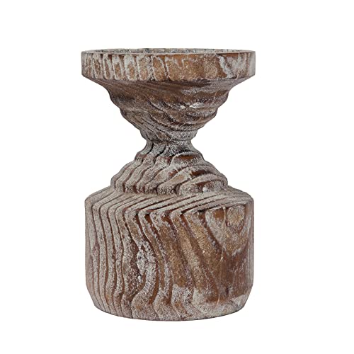 Wood Candle Holders For Pillar Candles、Jar Candles, Unique Shape Farmhouse Candle Holders, Candle Pillar Holder, Wash Finish Rustic Candle Holder For Table Centerpiece, Country Wedding And Party #TOP14