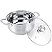 Faitout INOX, Faitout en Acier Inoxydable, Pot en INOX avec Couvercle Vapeur en Verre, 5 L Diamètre 24 cm en Acier Inoxydable