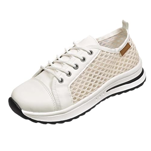 Chaussures pour femmes confortables pour pieds sensibles, baskets blanches de marche basse et plate