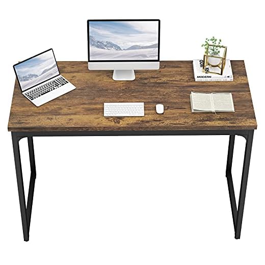 Foxemart 47 Inch Computer Desk Sturdy Office Desks 47” Modern PC Laptop Notebook Study Writing Table for Home Office Workstation, Rustic Brown