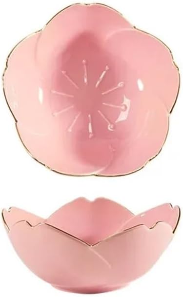 Bowl for Sauce Ceramic Dish Sauce Flower Bowl for Kitchen Vinegar Dishes(Pink)