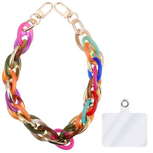 Ymapinc Acrylic Cell Phone Chain Strap for Women - Detachable Cell Phone Accessories with Tether Tab Wrist Strap Lanyard - Gradient Green