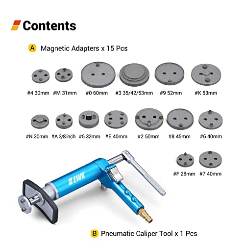 Ewk 16 Pcs Pneumatic Brake Caliper Compression Tool Brake Piston Wind Back Air Retractor #TOP1