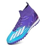 Football Boots Boys Astro Turf Men Indoor Futsal Shoes Unisex Youth Rugby Shoes Adult AG FG TF Wide Training Sneaker Breathable (Purple TF,6)
