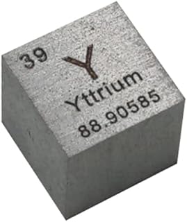 GOONSDS Element Cube Yttrium Metal 10mm/0.39Inch Engraved Periodic Table Y ≥ 99.9% Specimen for Laboratory and Collect Decorate