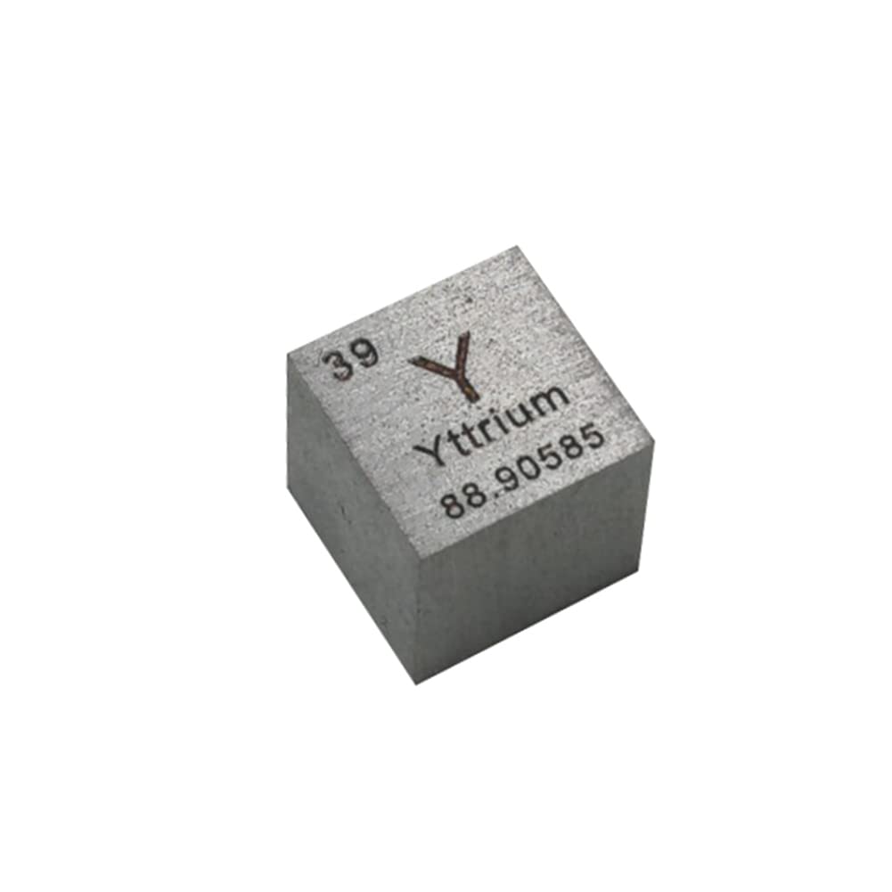 GOONSDSElement Cube Yttrium Metal 10mm/0.39Inch Engraved Periodic Table Y ≥ 99.9% Specimen for Laboratory and Collect Decorate