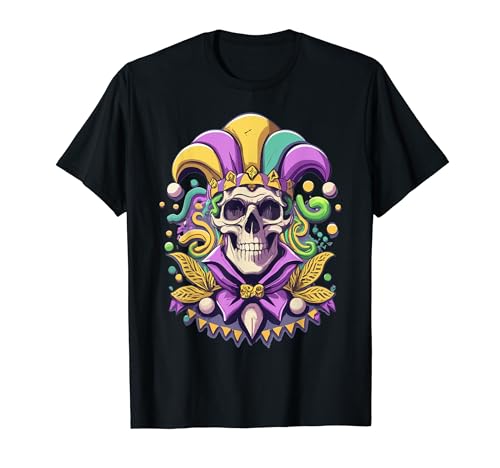 Funny Sugar Skull Mardi Gras T-Shirt