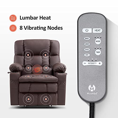 Mcombo Dual Motor Power Lift Recliner Chair With Massage And Heat For Elderly People, Infinite Position, Usb Ports, Cup Holders, Extended Footrest, Faux Leather 7890 (Light Brown, Medium) #TOP4