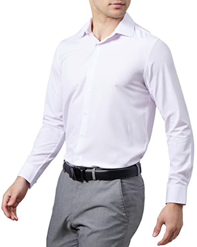 Jinsgloire Mens Dress Shirts Slim Fit Long Sleeve Solid Button Down Shirt Stretch Wrinkle Free Moisture Wicking Cooling White #TOP2