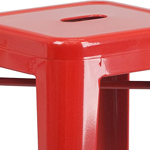 Flash Furniture Commercial Grade 30" High Backless Red Metal Indoor-Outdoor BarStool with Square Seat by Flash Furniture - Image 7