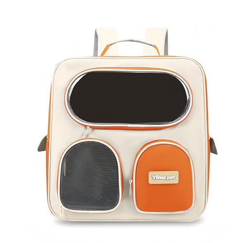 ペットキャリー キャスター付き 猫用 キャリー カート 犬 リュックキャリーバッグ 通気性 ロック式ファスナー 旅行/電車移動/お出かけ ドライブ 小型犬・小動物用 犬 猫 (オレンジ)