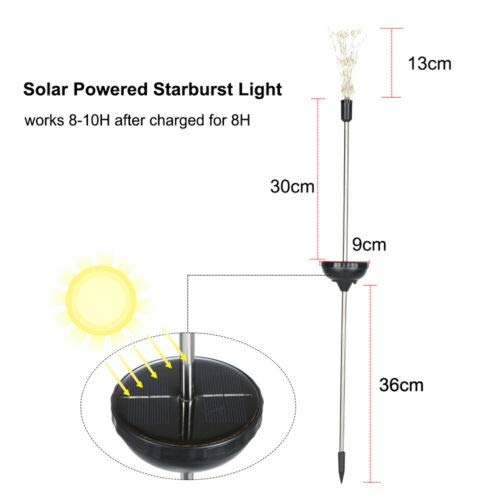 Outdoor LED Solar Fireworks Lights 90/120/150 LEDs Waterproof String Fairy Light for Home Garden Street Christmas Decoration 2 Pack (Multicolor, 90 LEDs)