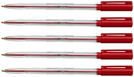 10 RED MICRON BALLPOINT PENS BIROS Micron. MEDIUM POINT