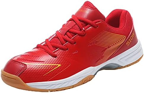 Mens Table Tennis Shoes Breathable Badminton Sport Shoes Badminton Walking Squash Sneakers Outdoor Casual Volleyball Sneakers,Red,10